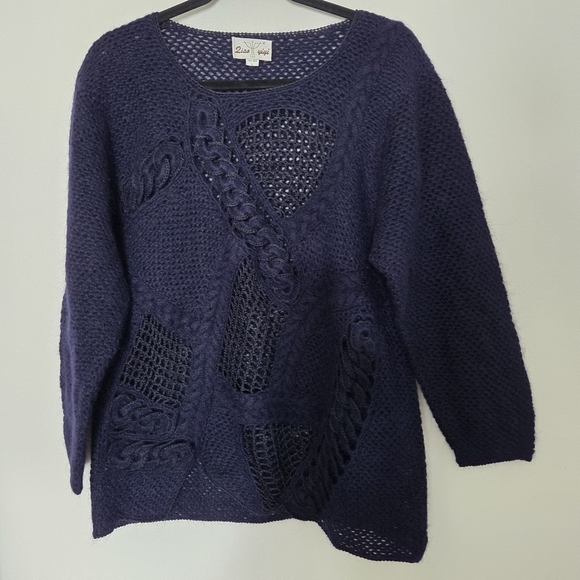 ziao yiyi Sweaters - Ziao Yiyi Mohair Knit Sweater Navy Blue  Sz Large